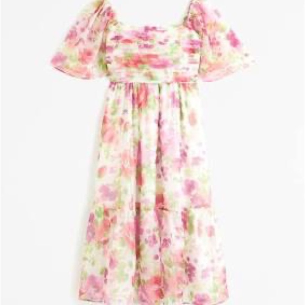 Abercrombie & Fitch Pink and Orange Puff Sleeve Sundress